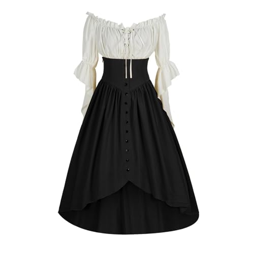 JIANGML 2025 Mittelalter Kostüm für Damen, Renaissance Viktorianisches Kleid, Mittelalter Kleidung Accessoires mit Ausgestellten Ärmeln und Hoher Taille, Gothic Retro Kleid Karneval Halloween JIANGML 2025 Mittelalter Kostüm für Damen, Renaissance Viktorianisches Kleid, Mittelalter Kleidung Accessoires mit Ausgestellten Ärmeln und Hoher Taille, Gothic Retro Kleid Karneval Halloween von JIANGML