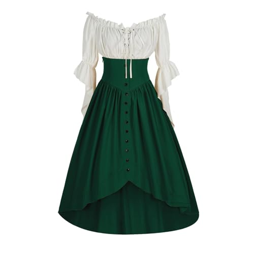 JIANGML 2025 Mittelalter Kostüm für Damen, Renaissance Viktorianisches Kleid, Mittelalter Kleidung Accessoires mit Ausgestellten Ärmeln und Hoher Taille, Gothic Retro Kleid Karneval Halloween JIANGML 2025 Mittelalter Kostüm für Damen, Renaissance Viktorianisches Kleid, Mittelalter Kleidung Accessoires mit Ausgestellten Ärmeln und Hoher Taille, Gothic Retro Kleid Karneval Halloween von JIANGML