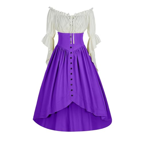 JIANGML 2025 Mittelalter Kostüm für Damen, Renaissance Viktorianisches Kleid, Mittelalter Kleidung Accessoires mit Ausgestellten Ärmeln und Hoher Taille, Gothic Retro Kleid Karneval Halloween JIANGML 2025 Mittelalter Kostüm für Damen, Renaissance Viktorianisches Kleid, Mittelalter Kleidung Accessoires mit Ausgestellten Ärmeln und Hoher Taille, Gothic Retro Kleid Karneval Halloween von JIANGML
