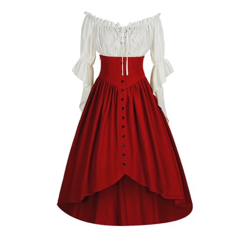 JIANGML 2025 Mittelalter Kostüm für Damen, Renaissance Viktorianisches Kleid, Mittelalter Kleidung Accessoires mit Ausgestellten Ärmeln und Hoher Taille, Gothic Retro Kleid Karneval Halloween JIANGML 2025 Mittelalter Kostüm für Damen, Renaissance Viktorianisches Kleid, Mittelalter Kleidung Accessoires mit Ausgestellten Ärmeln und Hoher Taille, Gothic Retro Kleid Karneval Halloween von JIANGML