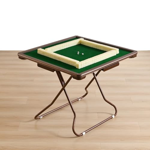 JIANGSS Klappbarer quadratischer Kartentisch, Mahjong-Tisch, mehrere Farben, mit 4 Getränkehaltern und Chip-Tabletts, für 4 Personen, Mahjong-Spiel, Pokerkarten, Mahjong, Brettspiele,E von JIANGSS