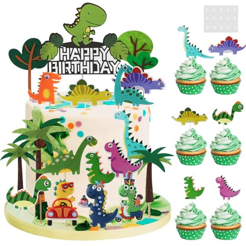 JIANGZHIB 25 Stück Dino Tortendeko, Viele Stile Dinosaurier Kuchen Topper Mit Happy Birthday Etiketten für Kinder Junge Geburtstage, Partys JIANGZHIB 25 Stück Dino Tortendeko, Viele Stile Dinosaurier Kuchen Topper Mit Happy Birthday Etiketten für Kinder Junge Geburtstage, Partys von JIANGZHIB