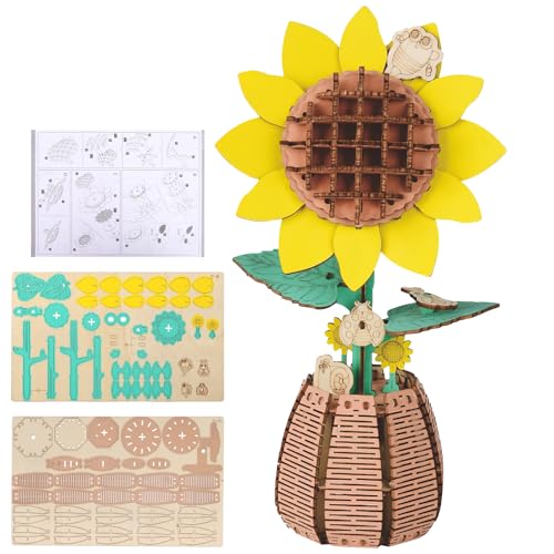 JIANGZHIB 3D Puzzle Holz Sonnenblume, 3D Puzzle Blumen Blumenstrauß Hölzerne, Sonnenblumen Holzpuzzle 3D Erwachsene Künstliche Blume Modellbausatz für Heimdekoration, Geburtstagsgeschenk JIANGZHIB 3D Puzzle Holz Sonnenblume, 3D Puzzle Blumen Blumenstrauß Hölzerne, Sonnenblumen Holzpuzzle 3D Erwachsene Künstliche Blume Modellbausatz für Heimdekoration, Geburtstagsgeschenk von JIANGZHIB