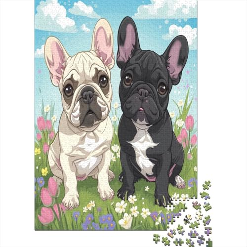 Französische BullHUNDge 1000 Stück Puzzles Für Erwachsene Teenager Stress Abbauen Familien-Puzzlespiel 1000-teiliges Puzzle Kinder Lernspiel Spielzeug Geschenk Puzzel 1000pcs (75x50cm) von JIANQIANG