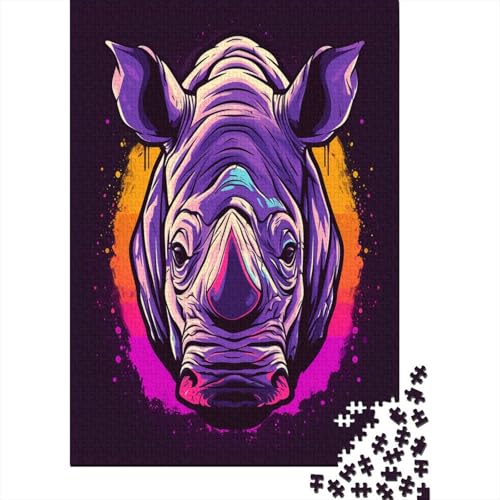Rhinoceros Puzzle 1000 Teile Erwachsener Kniffel Spaß Für Die Ganze Familie - Abwechslungsreiche 1000 Puzzleteilige Motive Puzzle Erwachsene, Puzzel 1000pcs (75x50cm) von JIANQIANG