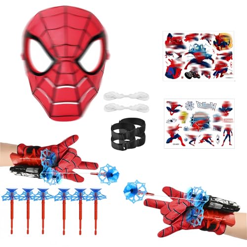 21 Set Spiderm Umhang Kinder,Super Spiderm Launcher Handschuhe mit Rot und Schwarz Spiderm Maske enthalten und Tattoo, Geschenk für Halloween Karneval Fasching für Kinder fans Cosplay 21 Set Spiderm Umhang Kinder,Super Spiderm Launcher Handschuhe mit Rot und Schwarz Spiderm Maske enthalten und Tattoo, Geschenk für Halloween Karneval Fasching für Kinder fans Cosplay von JIASHA
