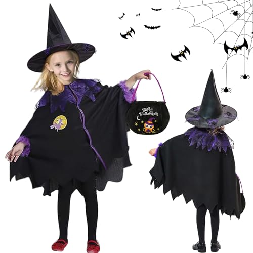Hexenkostüm kinder,Hexenkostüm Mädchen,Halloween Umhang Kinder mit Hut und Halloween Tüten, Halloween Kostüm Hexe Kostüm,für Halloween Fasching Karneval Cosplay Party 3-10 Jahre Hexenkostüm kinder,Hexenkostüm Mädchen,Halloween Umhang Kinder mit Hut und Halloween Tüten, Halloween Kostüm Hexe Kostüm,für Halloween Fasching Karneval Cosplay Party 3-10 Jahre von JIASHA