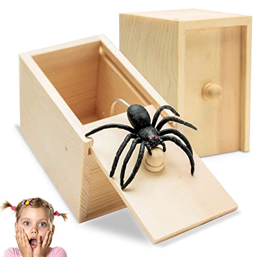 JIASHA 2PCS Spinne In Box Spinne Streich-Box Holz Streich Spinne Spinnen Prank Box Holz Prank Spider Scare Box Streich Spinne Scare Box, für Kinder Erwachsene Party Favors Gifts von JIASHA