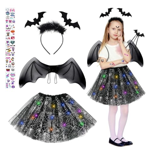 JIASHA Halloween Fledermaus Kostüm Kinder Set,4 Stück Fledermaus Flügel Kostüm Mädchen,halloween kostü kinder fledermau,Hallowee-n Kostü Kinde Fledermau Cosplay,für 3-10 hallowee-n kinde-r mädchen JIASHA Halloween Fledermaus Kostüm Kinder Set,4 Stück Fledermaus Flügel Kostüm Mädchen,halloween kostü kinder fledermau,Hallowee-n Kostü Kinde Fledermau Cosplay,für 3-10 hallowee-n kinde-r mädchen von JIASHA