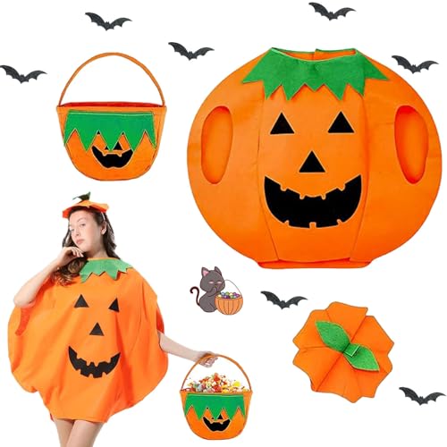 JIASHA Kürbis kostüm damen halloween,Erwachsener Kürbis Kostüm,Halloween Kürbis Kostüm,kürbis kostüm,Kürbis Kostüm Anzug Kürbis mit Mütze,Kürbis Süßigkeitenbeutel,Für Halloween Party Dekoration von JIASHA