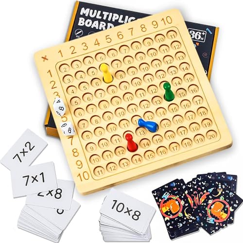JIASHA Multiplikationstafel, Multiplikationsbrett 1x1 Hölzerne Multiplikation Montessori Multiplikation 1-100 Zähltablett Kinderzählspielzeug,Für Kinder Lernspielzeug Geschenk,Lernen Leichtgemacht von JIASHA
