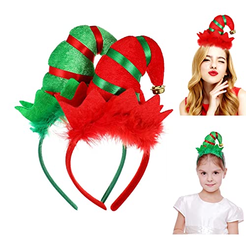 JIASHA Weihnachten Haarreif, 2 Stück Elfenhut Stirnband Weihnachtsstirnbänder Elf Party Hut Stirnband Weihnachtskopfbedeckung, für Erwachsene Kinder Cosplay Weihnachtsfeier von JIASHA
