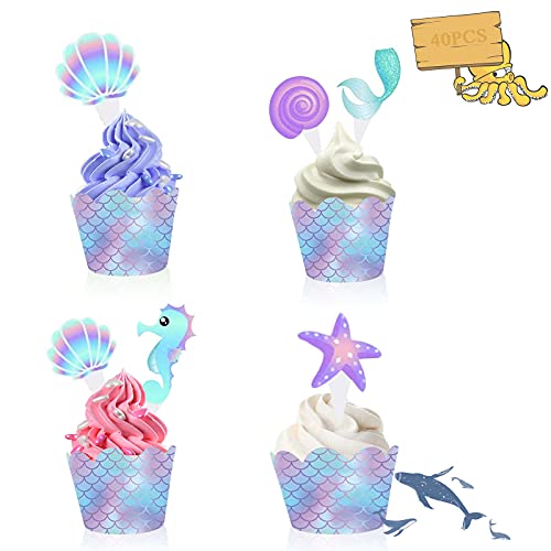 Meerjungfrau kuchendeko,40 Stück Meerjungfrau Kuchen Dekorationen Cupcake meerjungfrau,für Cupcake Toppers Wrappers Meerjungfrau Thema Party Dekoration Meerjungfrau kuchendeko,40 Stück Meerjungfrau Kuchen Dekorationen Cupcake meerjungfrau,für Cupcake Toppers Wrappers Meerjungfrau Thema Party Dekoration von JIASHA