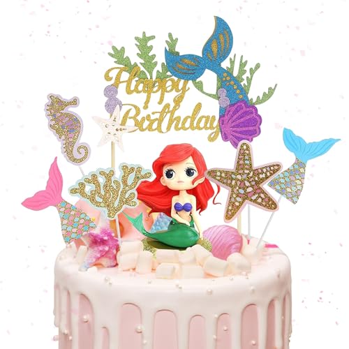 Meerjungfrau Tortendeko Geburtstag Mädchen, 7 Stück Meerjungfrau Kuchen Deko, Ocean Theme Kuchendekoration, für Mädchen Party Geburtstag Party Kuchen Dekoration Supplies Meerjungfrau Tortendeko Geburtstag Mädchen, 7 Stück Meerjungfrau Kuchen Deko, Ocean Theme Kuchendekoration, für Mädchen Party Geburtstag Party Kuchen Dekoration Supplies von JIASHA