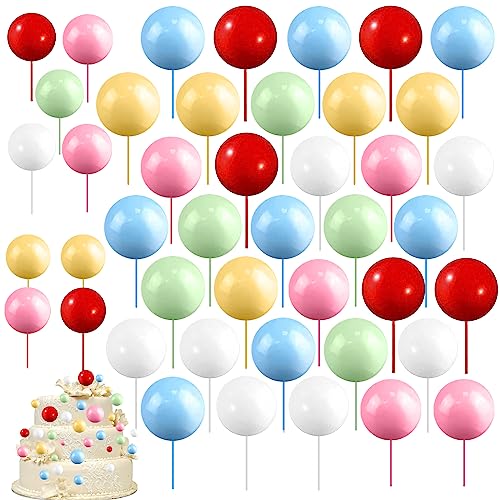 Tortendeko Kugeln,108 Stück Kuchen Dekoration Kugel Schaumkugeln Cupcake Topper DIY Kuchen Insert Topper Geburtstag Kuchen Dekoration, für Geburtstag Hochzeit Bedarf Deko (Gemischte Farbe) von JIASHA