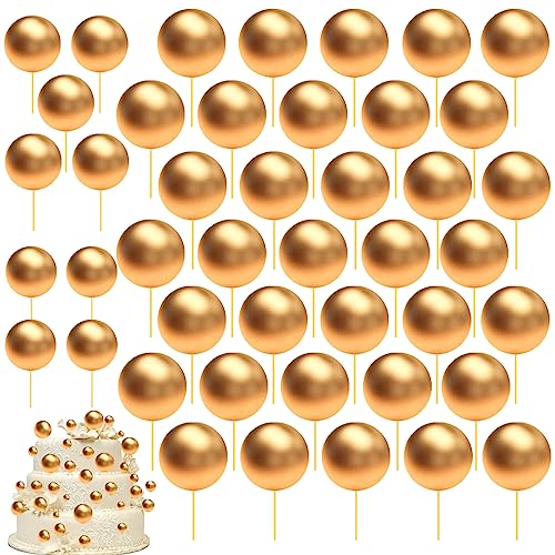 Tortendeko Kugeln,108 Stück Kuchen Dekoration Kugel Schaumkugeln Cupcake Topper DIY Kuchen Insert Topper Geburtstag Kuchen Dekoration, für Geburtstag Hochzeit Bedarf Deko (Gold) von JIASHA