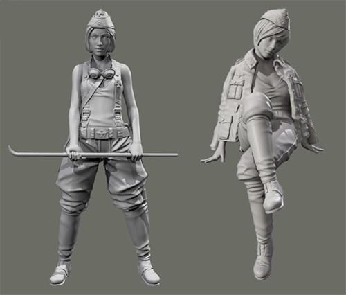 JICHENJIAN 1/35 WWII Female Soldier Resin Model Kit Unbemalt und unmontiert Soldier Resin Model Kit (2-Personen)//Z9s3h5 von JICHENJIAN