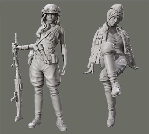 JICHENJIAN 1/35 WWII Female Soldier Resin Model Kit Unbemalter und unmontierter Soldat Resin Model Kit (2 Personen) // G7I6O5 von JICHENJIAN