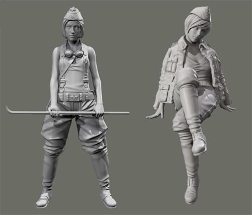 JICHENJIAN 1/35 WWII Female Soldier Resin Model Kit Unbemalter und unmontierter Soldat Resin Model Kit (2 Personen) // G7I6O6 von JICHENJIAN