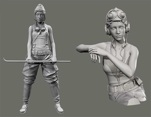 JICHENJIAN 1/35 WWII Weiblicher Soldat Resin Soldier Model Kit Unbemalt und unmontiert Figur Resin Model Kit (2 Personen) //H9v3L7 von JICHENJIAN