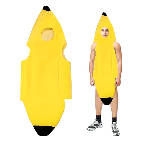 JIEBAO Bananen Kostüm für Erwachsene, Neuartige Obst Kostüme Lustiges, Herren Damen Unisex, Bananenkostüm für Karneval, Halloween, Parties, Cosplay von JIEBAO