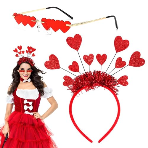 JIEBAO Herz Haarreif Rot, Herz Stirnband Glitzer Rot mit Herz Form Brille, Herzherzige Haarreifen, Herzchen Haarreif Rot Pailletten für Weihnachten Karneval Valentinstag Hochzeit Geburtstag Party JIEBAO Herz Haarreif Rot, Herz Stirnband Glitzer Rot mit Herz Form Brille, Herzherzige Haarreifen, Herzchen Haarreif Rot Pailletten für Weihnachten Karneval Valentinstag Hochzeit Geburtstag Party von JIEBAO