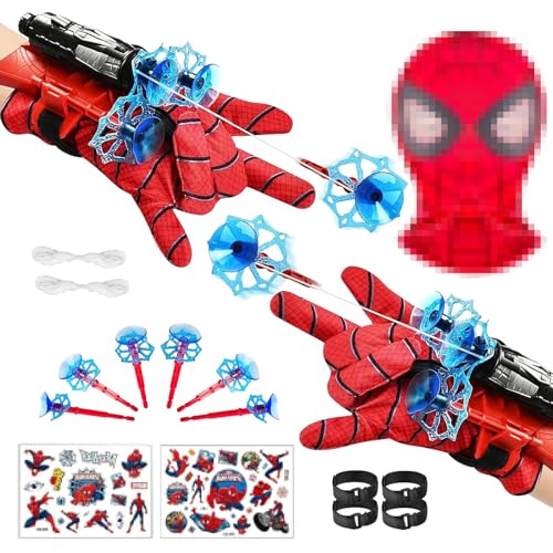 JIEBAO 2 Set Spiderm Launcher Handschuh, Kids Spiderm Hero Handschuhe, Super Spiderm Launcher, Spiderm Launcher Handschuh, Spiderm Handschuhe mit Maske und Aufkleber, Geschenk für Kinder Fans JIEBAO 2 Set Spiderm Launcher Handschuh, Kids Spiderm Hero Handschuhe, Super Spiderm Launcher, Spiderm Launcher Handschuh, Spiderm Handschuhe mit Maske und Aufkleber, Geschenk für Kinder Fans von JIEBAO