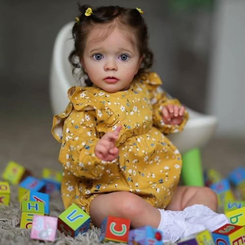 JIEBOTE Reborn Puppe -22 Zoll Reborn Baby Puppe Real Baby Feeling Realistische Neugeborenen Baby Puppen Adorable Smiling Real Life Baby Puppen mit Geschenk-Box für Kinder von JIEBOTE