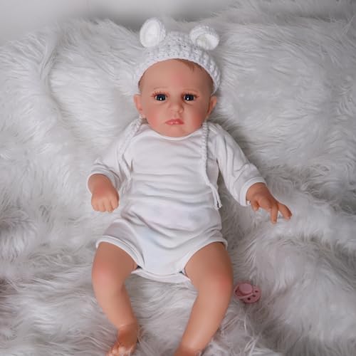 JIEBOTE Reborn Puppen 22inch 55cm Weiches Tuch Körper Wird lächeln Reborn Baby mit Zubehör mit schönen Geschenk-Box von JIEBOTE