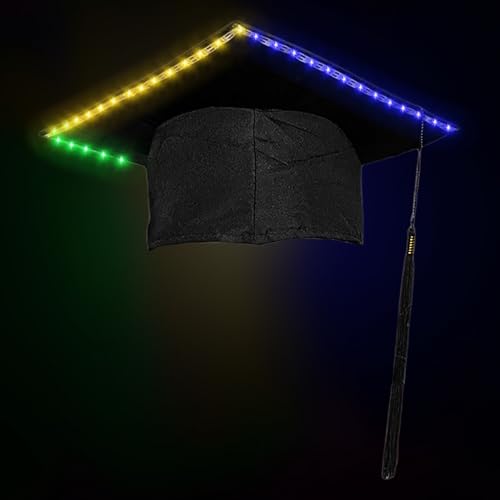 JIEBWCHA Bachelor Abschlusshut | LED-Leuchthut Mit Glühfunktion,Abschlusszubehör Mit Quaste, Universtität & Gymnasium Mottoparty-Accessoires Für Schulveranstaltungen von JIEBWCHA