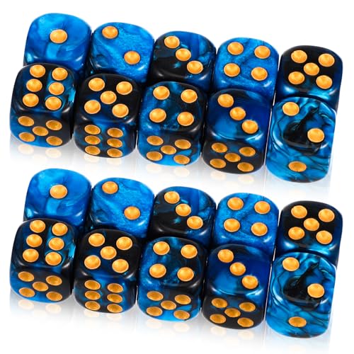 JIEYAO 20 Stück Würfel Set, Polyedrische Würfelset D6 Würfel Set 16mm Blau Acryl Dice Spielwürfel Blau und Rot Farbwürfel mit Goldpips Bunte Würfel für Rollenspiele Würfelspiele Tischspiele von JIEYAO