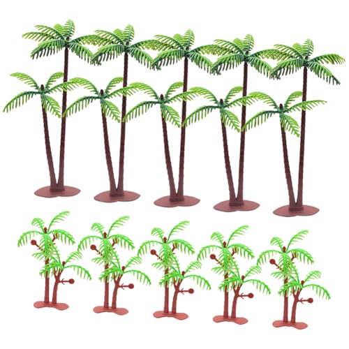 10 Stück kleine grüne Kunststoffpalmen Palmen Palmblatt Kuchen Topper Kokosnussbaum Cupcake Topper Miniatur-Baummodelle Figuren Modellbau Landschaft Miniaturen Strand Thema Geburtstag Kuchen von JIHUOO