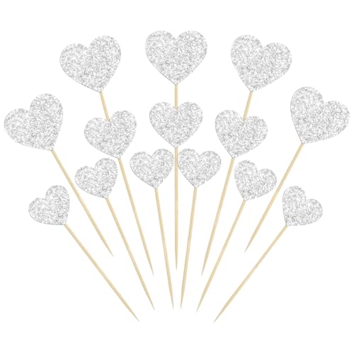 30 Stück glitzernde Herz-Cupcake-Topper, herzförmige Cupcake-Topper, Liebesherzen, Kuchenspieße, Herzform, Hochzeitstortenaufsatz, Valentinstag, Cupcake-Topper, süßes Thema, Kuchendekorationen, Silber 30 Stück glitzernde Herz-Cupcake-Topper, herzförmige Cupcake-Topper, Liebesherzen, Kuchenspieße, Herzform, Hochzeitstortenaufsatz, Valentinstag, Cupcake-Topper, süßes Thema, Kuchendekorationen, Silber von JIHUOO