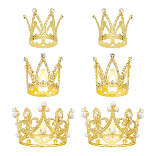 6 Stück kleine Kronen-Cupcake-Topper, Strass-Perlenkrone, Kuchendekoration, Prinzessinnenkrone, Cupcake-Topper, Mini-Tiara, Cupcake-Topper, Kristall-Kuchendekorationen für Hochzeit, Geburtstag, Party 6 Stück kleine Kronen-Cupcake-Topper, Strass-Perlenkrone, Kuchendekoration, Prinzessinnenkrone, Cupcake-Topper, Mini-Tiara, Cupcake-Topper, Kristall-Kuchendekorationen für Hochzeit, Geburtstag, Party von JIHUOO