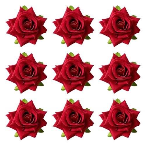 9 Stück Rote Rosen-Kuchenaufsätze, Hochzeitstortendekoration, Blumen, Cupcake-Topper, künstliche Blütenköpfe, Valentinstag, Kuchendekorationen für Brautparty, Geburtstag, Jahrestag 9 Stück Rote Rosen-Kuchenaufsätze, Hochzeitstortendekoration, Blumen, Cupcake-Topper, künstliche Blütenköpfe, Valentinstag, Kuchendekorationen für Brautparty, Geburtstag, Jahrestag von JIHUOO
