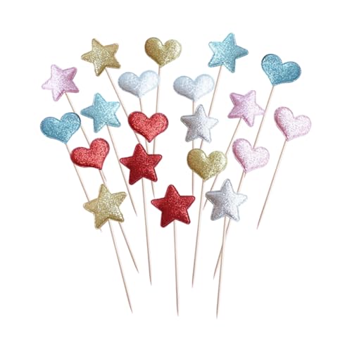Cupcake-Topper in Herzform, glitzernde Sterne, Cupcake-Topper, bunte Hochzeits-Cupcake-Aufsätze, dekorative Lebensmittelaufsätze, Geburtstagsparty, Kuchendekorationen für Vorspeisen, 40 Stück Cupcake-Topper in Herzform, glitzernde Sterne, Cupcake-Topper, bunte Hochzeits-Cupcake-Aufsätze, dekorative Lebensmittelaufsätze, Geburtstagsparty, Kuchendekorationen für Vorspeisen, 40 Stück von JIHUOO