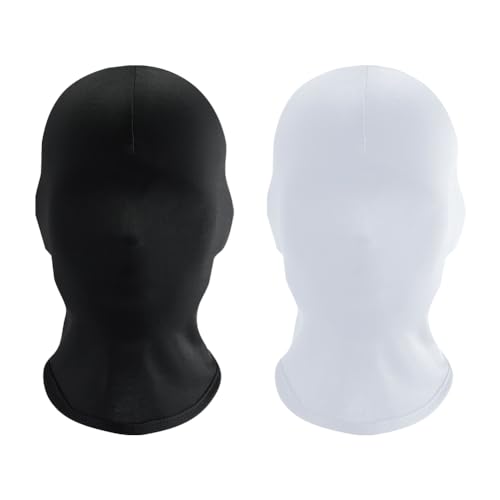 JIHUOO 2 Stück Vollgesichtsmaske Abdeckung Gesichtslose Hautmasken Halloween Cosplay Spandex Haubenmaske für Unisex Cosplay Schwarz Weiß von JIHUOO