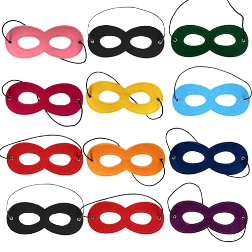 JIHUOO Filz-Augenmasken, Superhelden-Masken, Maskerade, Halbmasken, Halloween, Kostüm, Held, Cosplay, Masken, verstellbar, mehrfarbig, 12 Stück JIHUOO Filz-Augenmasken, Superhelden-Masken, Maskerade, Halbmasken, Halloween, Kostüm, Held, Cosplay, Masken, verstellbar, mehrfarbig, 12 Stück von JIHUOO