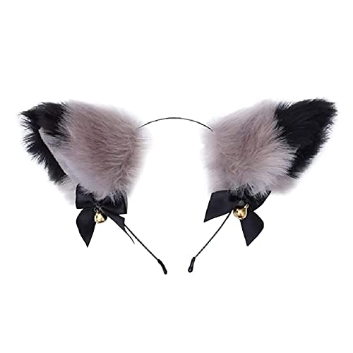 JIHUOO Fuchs Ohren Haarband Tier Plüsch Haarreif Katze Ohr Stirnband Kostüm Party Haarschmuck für Kinder Erwachsene Grauschwarz JIHUOO Fuchs Ohren Haarband Tier Plüsch Haarreif Katze Ohr Stirnband Kostüm Party Haarschmuck für Kinder Erwachsene Grauschwarz von JIHUOO