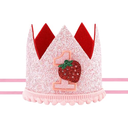 JIHUOO Strawberry First Birthday Hat Pink Sequin Birthday Hat Baby Girl Birthday Crown Headband Sparkly Birthday Crown Hat Baby Cute Birthday Headwear Baby Birthday Party Hat Photo Props JIHUOO Strawberry First Birthday Hat Pink Sequin Birthday Hat Baby Girl Birthday Crown Headband Sparkly Birthday Crown Hat Baby Cute Birthday Headwear Baby Birthday Party Hat Photo Props von JIHUOO