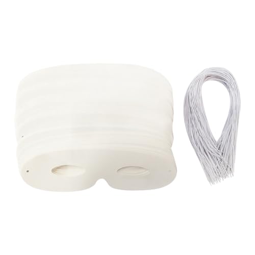 JIHUOO Weiße Papier-Augenmasken, blanko, Karnevals-Papiermasken, einfache Maskerade-Maske zum Dekorieren von Halbgesichten, Papiermaske, Papierbastelmasken für Kinder, mit Schnur JIHUOO Weiße Papier-Augenmasken, blanko, Karnevals-Papiermasken, einfache Maskerade-Maske zum Dekorieren von Halbgesichten, Papiermaske, Papierbastelmasken für Kinder, mit Schnur von JIHUOO