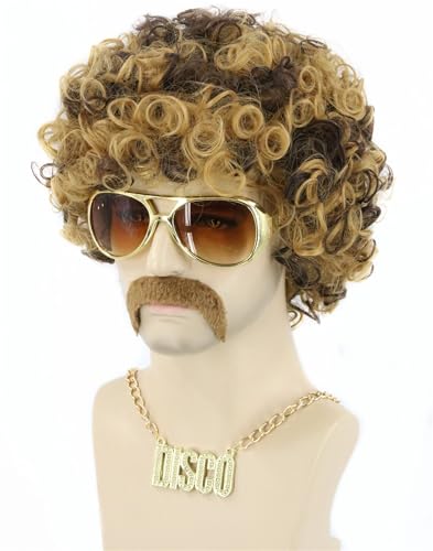 70er Jahre Disco Dude Dirt Bag Perücke 3er Set Herren Perücke Flauschige Lustige Halloween Party Perücken Das Set beinhaltet Halskette und Bart 70er Jahre Disco Dude Dirt Bag Perücke 3er Set Herren Perücke Flauschige Lustige Halloween Party Perücken Das Set beinhaltet Halskette und Bart von JIIENO