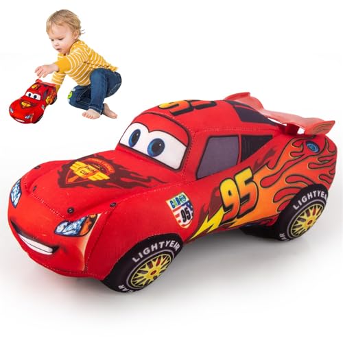 Auto Plüschtiere- 25CM Cars Plüschtier Lightning Plüschfigur Lightning Plüsch Cars Racer Plüschpuppe Cartoon Cars Plush Toy Flauschiges Stofftier Cars Kuscheltie für Kinder Jungen Babys Geschenke von JIIENO