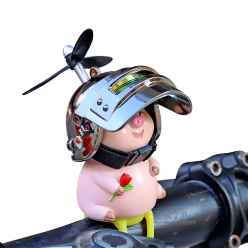 Fahrrad Motorrad Dekoration Tier Puppe Anhänger Motorrad-Lenker Verzierung Schwein mit Propeller Helm Karikatur Auto Ornamente Autozubehör Badespielzeug Geschenk für Kinder Erwachsene Stil ﻿ von JIIENO
