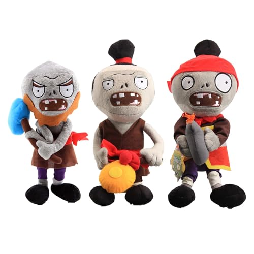 JIIENO 3 Stück Zombies Plüsch Spielzeug Plüschtiere Gong Zimber Bomb Hammer Kuscheltiere Stofftier von JIIENO