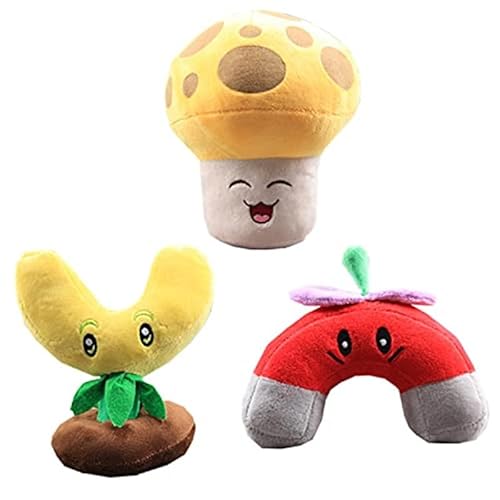 JIIENO 3 stücke Gold Magnet & Sonne Shroom & Magnet Shroom Plüsch Spielzeug Set Pflanzen Obst Weiche Gefüllte Puppe Geschenk von JIIENO