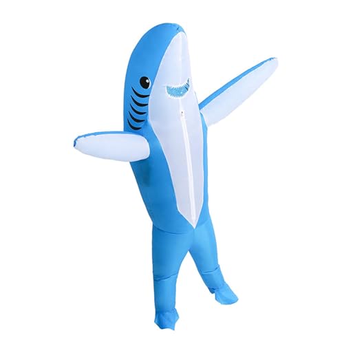 JIIENO Aufblasbares Hai-Kostüm für Erwachsene – Halloween aufblasbar Erwachsene Kostüm Hai für Halloween Cosplay Party (160 – 190 cm) von JIIENO