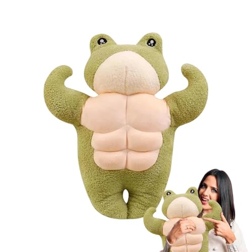 JIIENO Frosch-Plüsch, niedliche Stofftiere, große Augen, Muskel-Frosch-Spielzeug, weiche Plüschpuppe for Zuhause, Auto, Reisen, Schlafen(45cm) von JIIENO