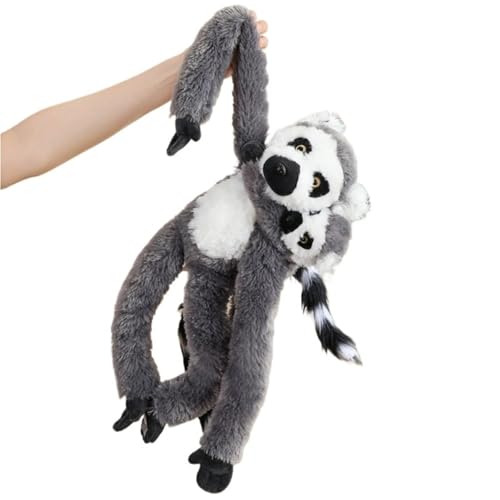 JIIENO Hängender Plüsch, Mama Mit Baby Plüschtier Spielzeug Weiche Kuscheltier Kuschelige Stofftier Plüschkissen Zum Spielen(Gray) von JIIENO