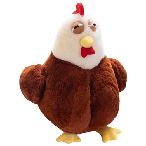 JIIENO Hahn Plüschtier, Kuscheltier Weiches Kuschelig Huhn Stofftier Puppe Flauschige Küken Plüsch Spielzeug Spielgefährten Zum Händewärmen(Brown) von JIIENO